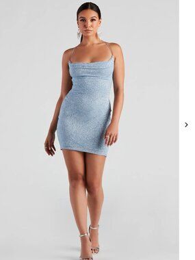 Windsor Kindra X-Back Glitter Bodycon Dress for Prom, Homecoming, or formal